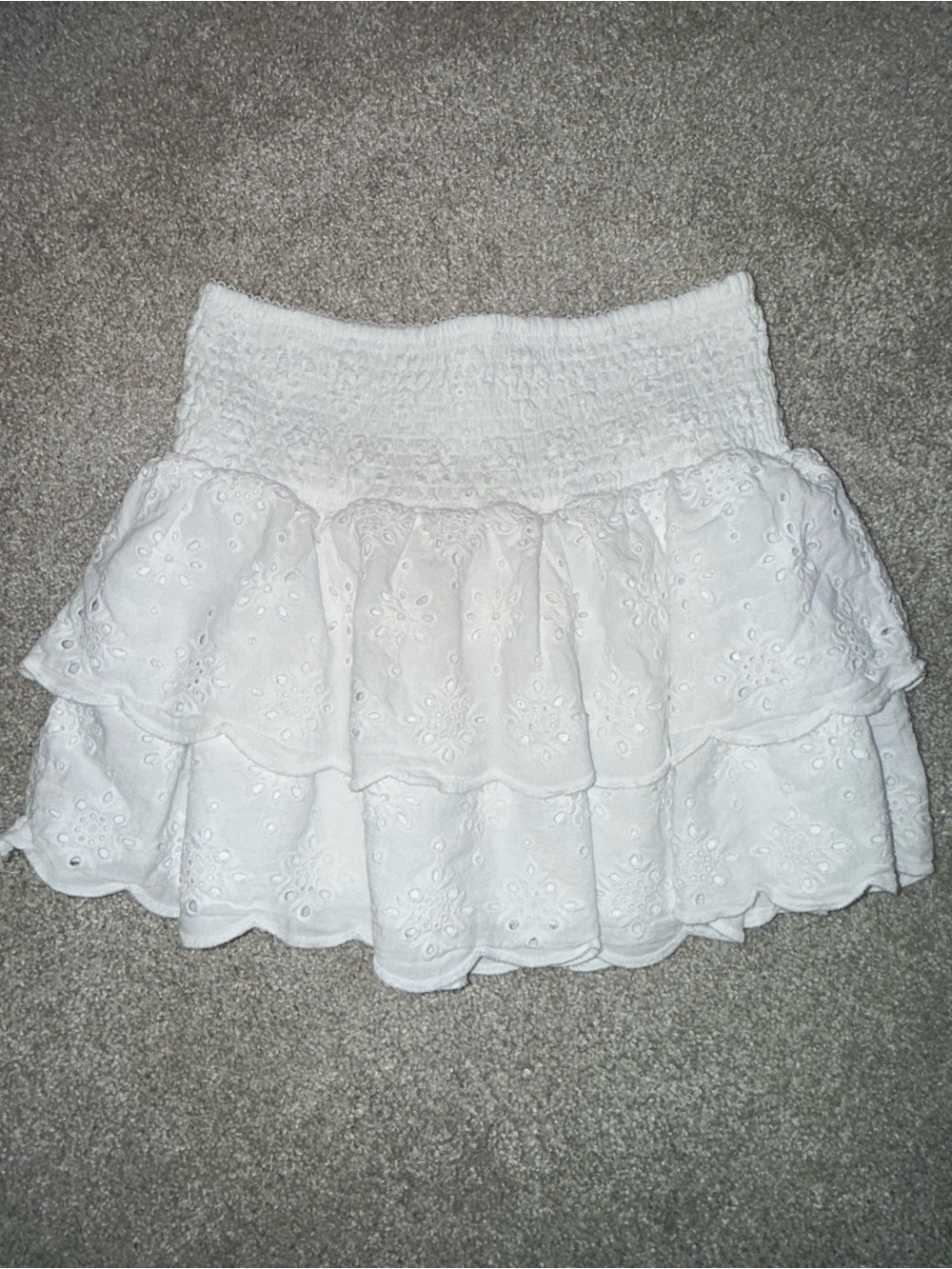 Kirious White Eyelet Tiered Mini Skirt XS